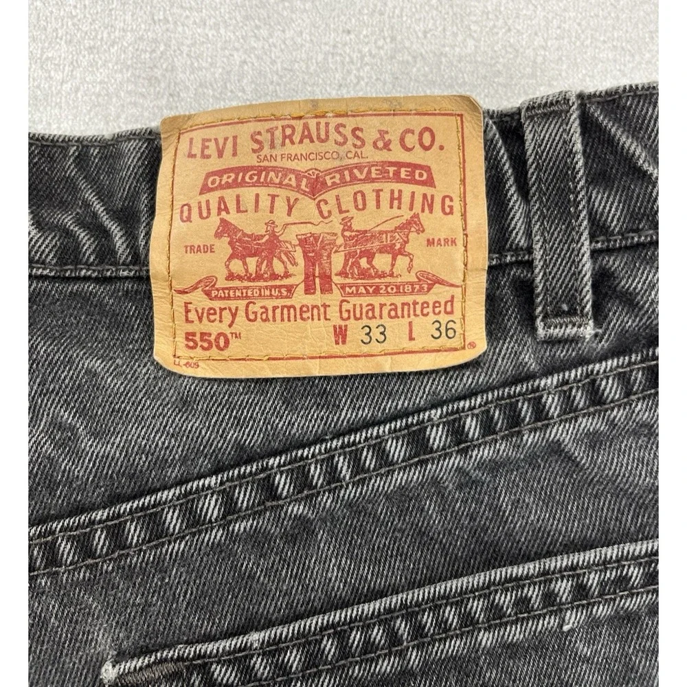 VTG Levis 550 Jean Men 33x36 Faded Black Relaxed Fit made in USA Workwear